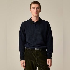 NWT Cashmere collared sweater in houndstooth jacquard